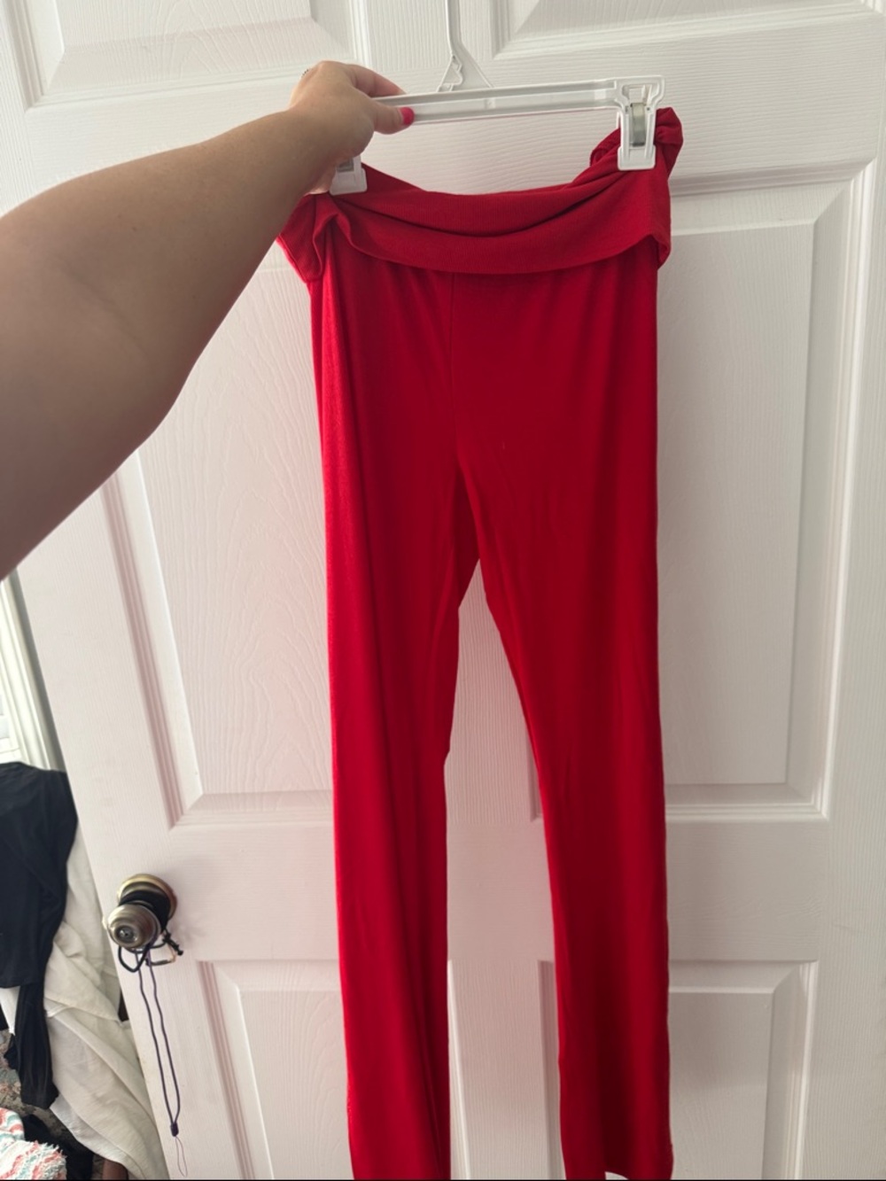 Victoria's Secret Red Fold-Over Waist Skinny Pants